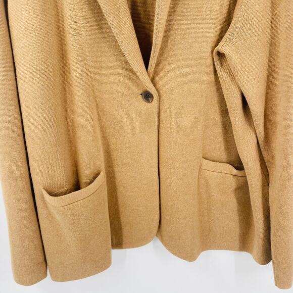 J. Crew Schoolboy Sweater Blazer Camel Brown Cotton Knit Long Sleeve Size 2X - Picture 6 of 10